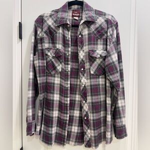 Vintage wrangler pearl snap flannel